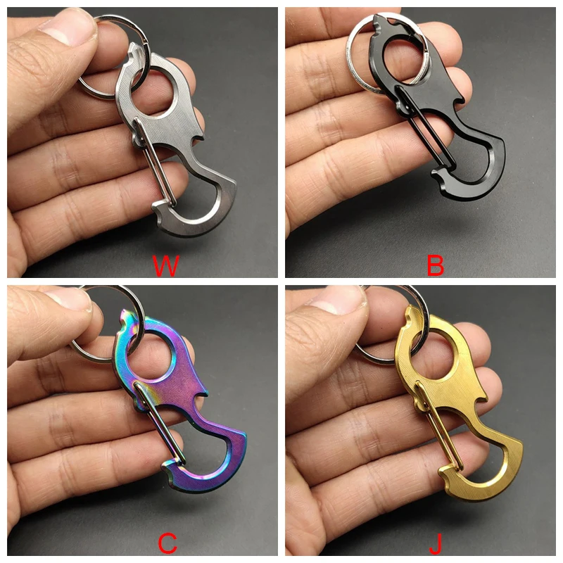 Брелок для ключей из нержавеющей стали, автомобильный брелок, карабин, зажим, открывалка для бутылок, аварийный инструмент для выживания, аксессуары для кемпинга, альпинизма