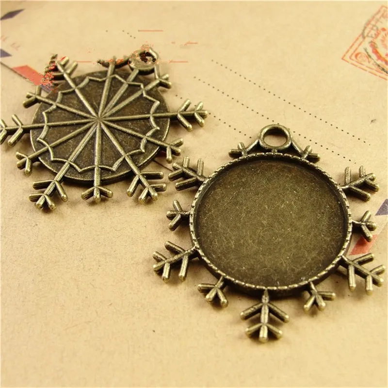 10 шт. антикварная бронзовая Снежная подвеска очаровательные настройки основа