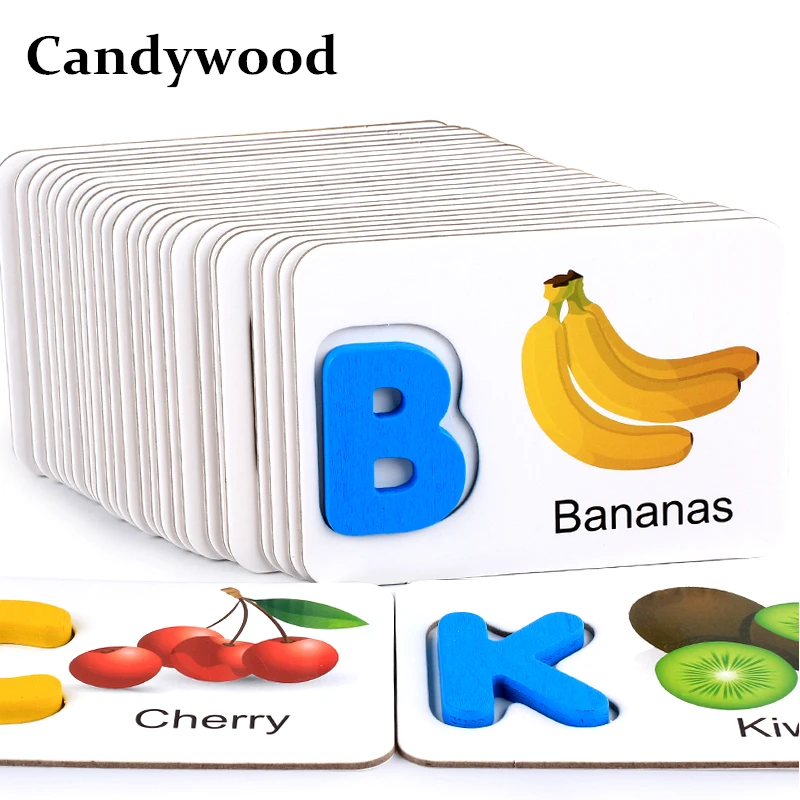 Candywood 3D Пазлы детские английские буквы идентификация фруктовые карты сопряжение