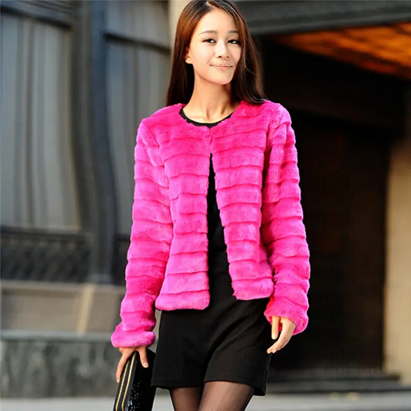 6XL Women Ladies fur Coat Parka Outerwear Black white pink Short Warm Winter Faux Fur Long Jacket Overcoat Rabbit | Женская одежда