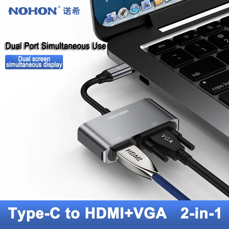 NOHON HDMI приемник для iPhone 8 X iPad samsung huawei Xiaomi беспроводной дисплей LAN 5 ГГц антенный адаптер домашний кинотеатр образование - Цвет: To HDMI VGA