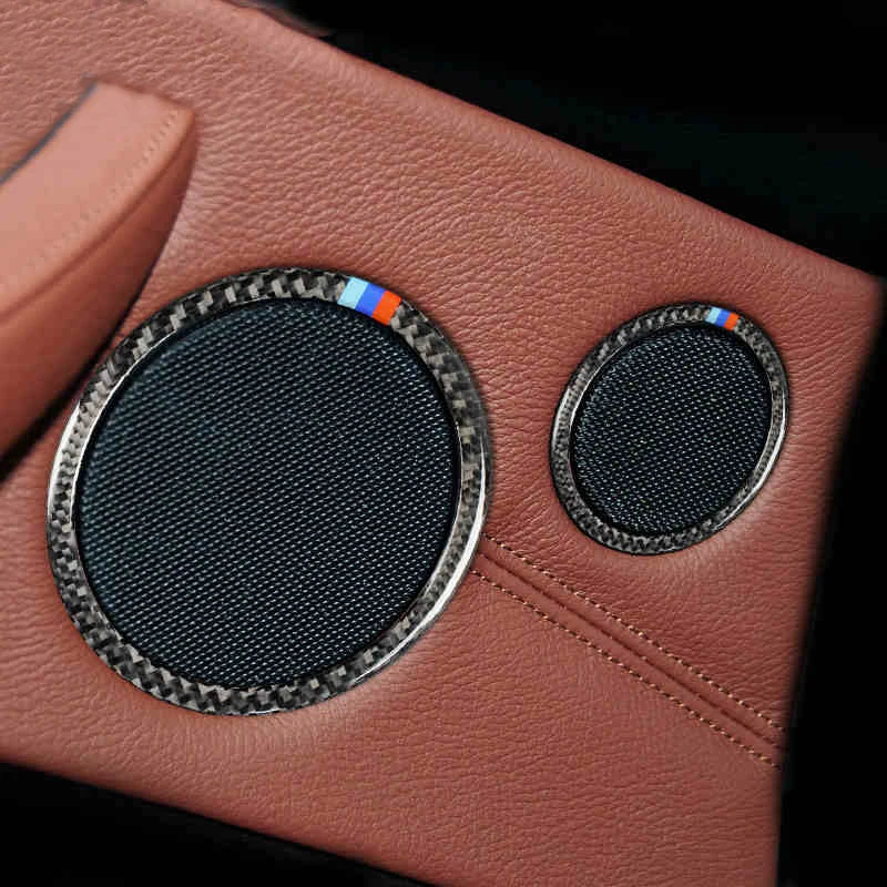 

Углеродное волокно для BMW X5 X6 E70 E71 Автомобильная дверь аудио динамик кольцо звуковые украшения громкий динамик отделка крышка аксессуары ав...
