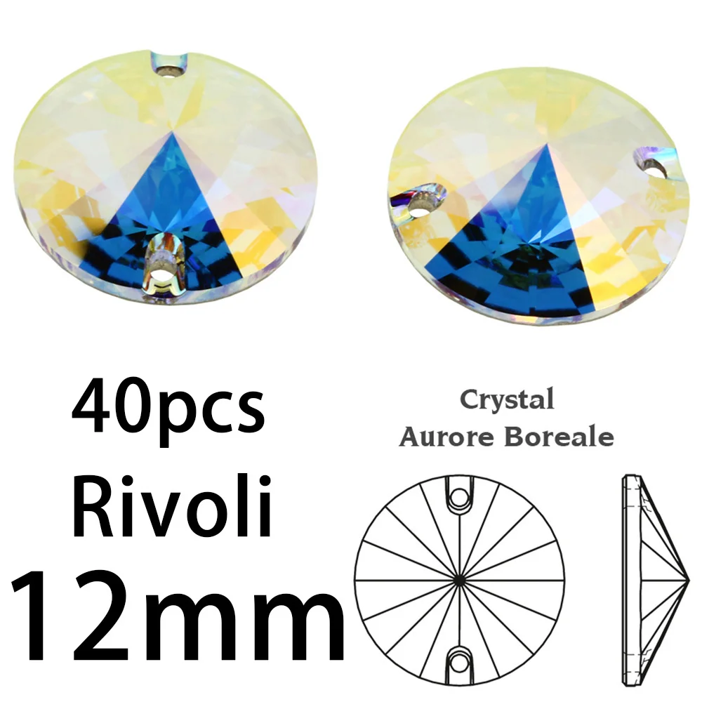 3200 12mm 40pcs Смешанные размеры формы смешивания Швейные кристаллы AB Пришивные бусины Flatback Стразы модные Кристаллы пришивные камни для свадебного платья - Цвет: 3200 12mm 40pcs