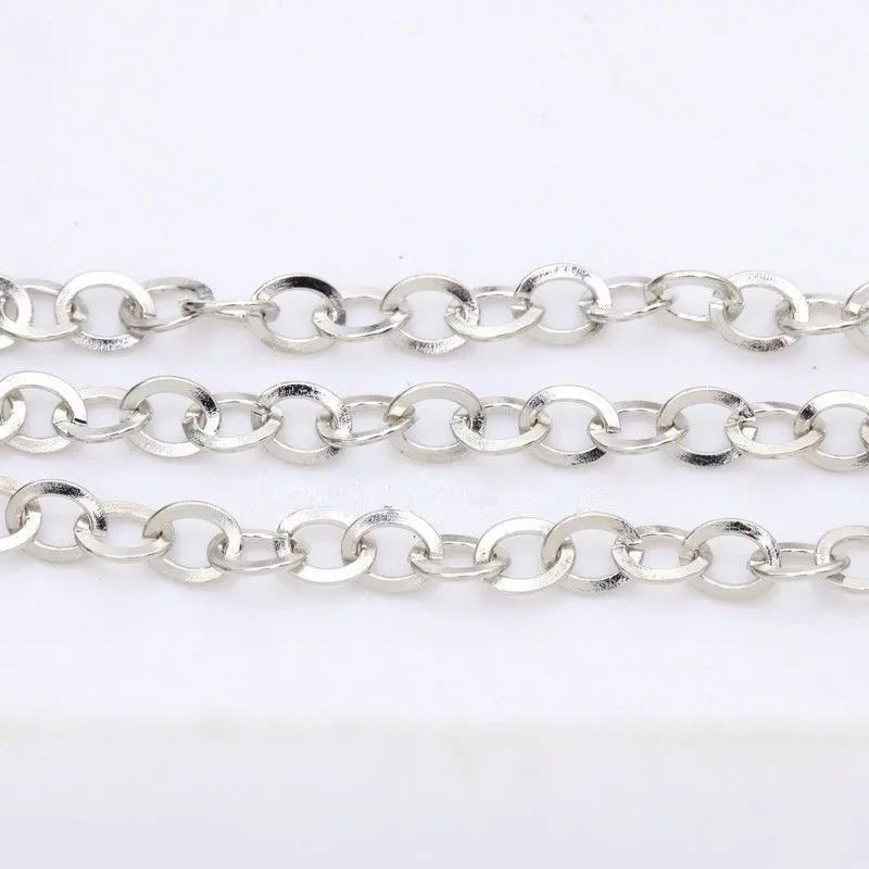 

2m/lot 7x9mm Flat Link Silver Open Link Metal Chain Findings for DIY Jewelry Making Accessories