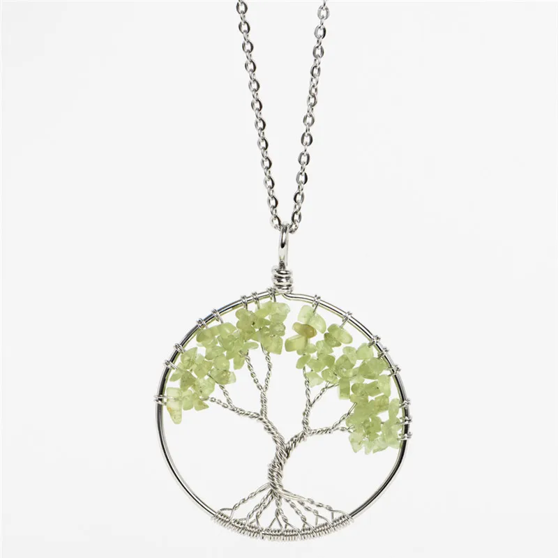 Ожерелье с кулоном Дерево жизни колье из натурального камня кристаллами