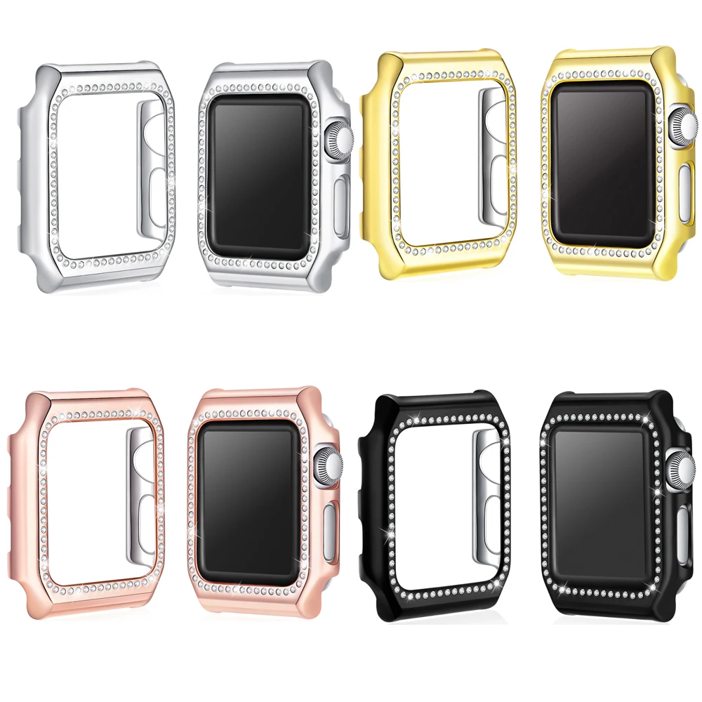 Алмазная крышка для Apple Watch Case 42 мм 38 iWatch band Crystal защитный чехол бампер watch 3 2 1