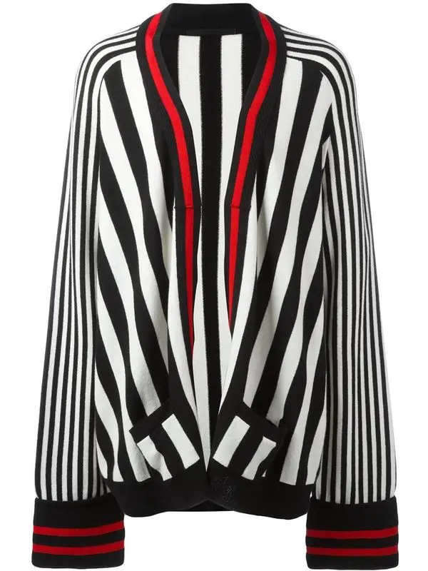 2018 Yang airport in same clothes black and white stripes ulzzang original SuFeng female cardigan sweater coat loose |