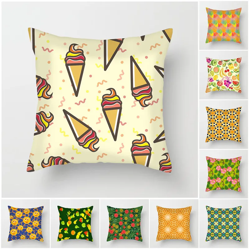 Скандинавская Геометрическая наволочка Fuwatacchi с принтом фруктов и животных для