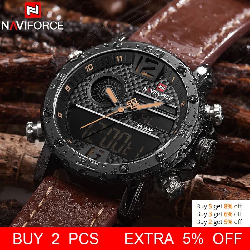 Модные часы NAVIFORCE мужские роскошные брендовые кварцевые наручные повседневные