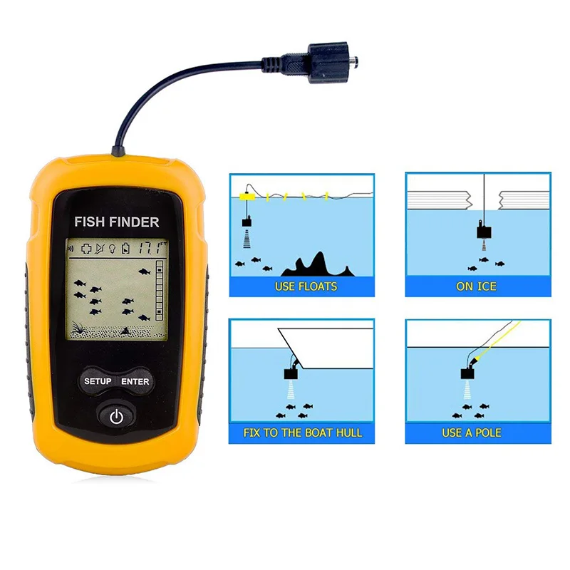 Portable Fish Finder Echo Sounder Fishing Fishfinder Wired Sonar Sensor Alarm Transducer Deeper Underwater Hunting Camera | Спорт и
