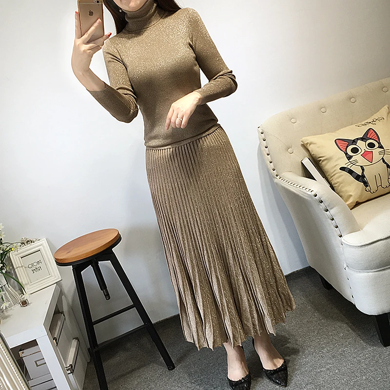 Женские новые трикотажные футболки и юбки костюмы из 2 предметов зимняя