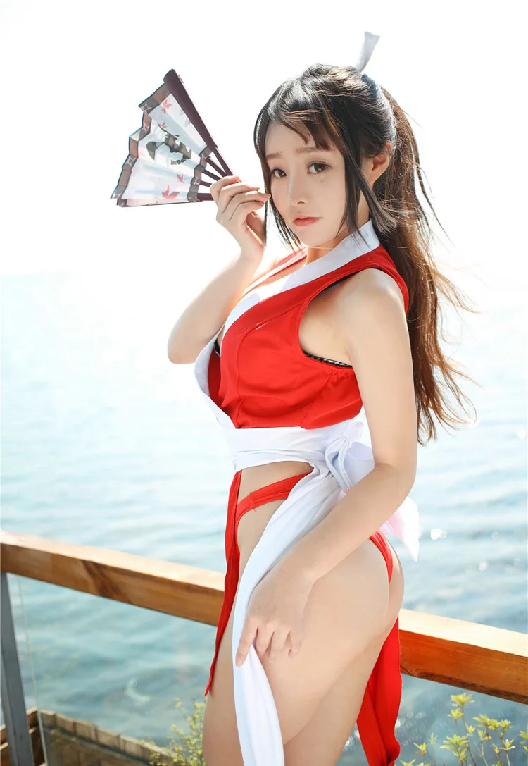 Косплей Король бойцов 97 Mai Shiranui костюмы японского аниме сексуальные костюмы платья для женщин женское платье с бесплатным подарком - Цвет: Full set