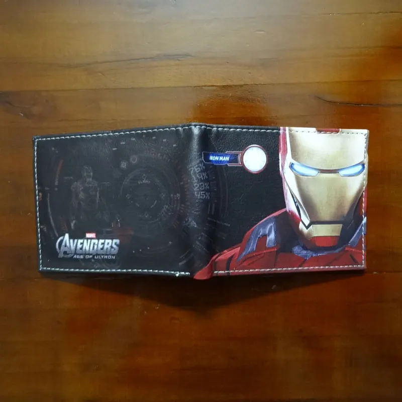 Прекрасный кошелек с рисунком из мультфильма «Железный человек» carteira Marvel Comics, кошелек с изображением Железного человека, подарок по цене доллара, детские кожаные короткие кошельки для мальчиков и девочек
