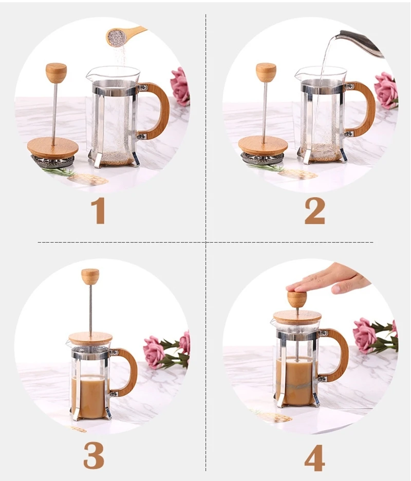 Французский Пресс Кофе чайник горшок с деревянной ручкой 2 чашки 3Cup 4Cup 12 унций 20 27