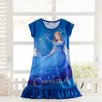 Disney детская одежда с изображением Эльзы из мультфильма "Холодное сердце", домашняя одежда Лето Ночное белье для девочек; robe ночные рубашки «Принцесса» Хлопковая пижама для холодного времени года красивое детское платье - Цвет: 6