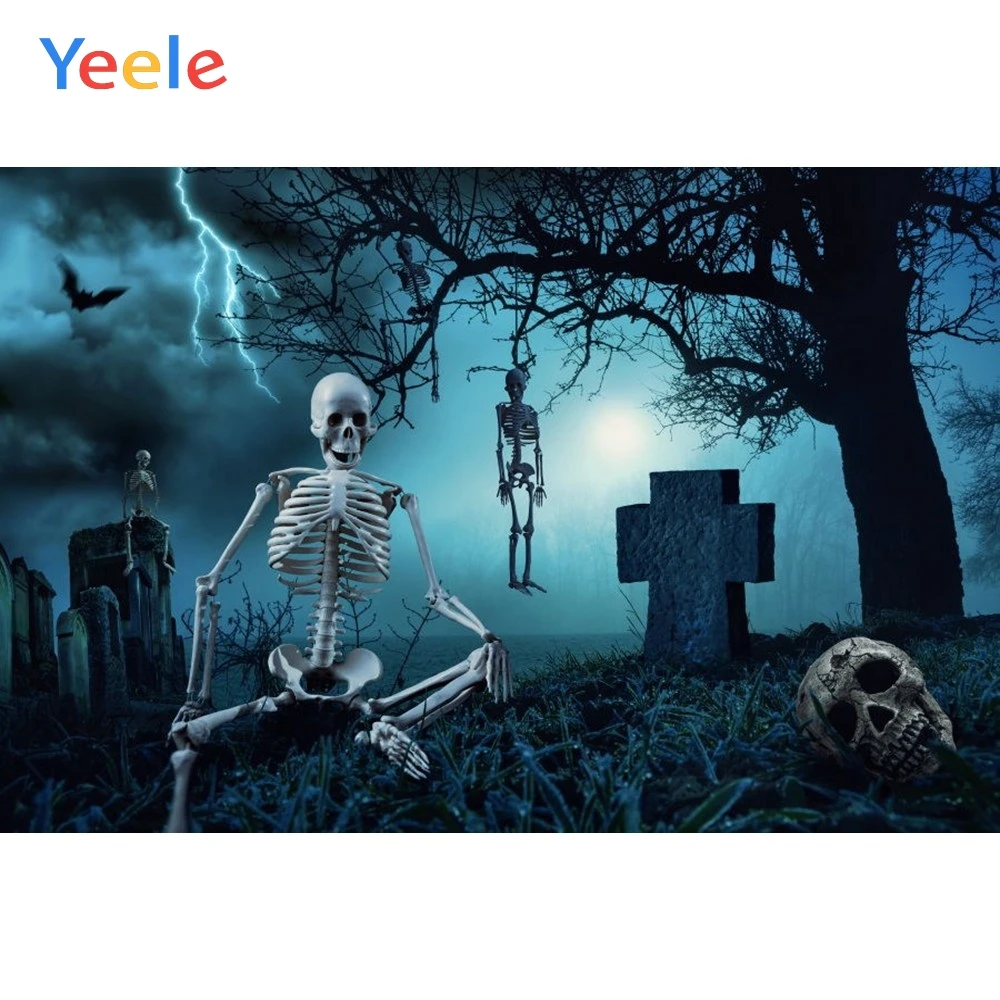 Виниловый фон Yeele для фотосъемки детей с надгробием скелетом на Хэллоуин