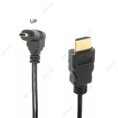 Угловой HDMI Micro HDMI кабель d-типа левый и правый и вверх и вниз 1,4 3D 1440P кабель адаптер для HDTV XBox мобильный телефон Настольный кабель