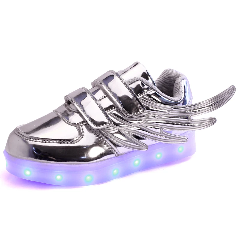 JawayKids/Новинка; Светящиеся кроссовки с зарядкой от usb; детская обувь для бега со светодиодными крыльями; светящаяся обувь для девочек и мальчиков; модная обувь