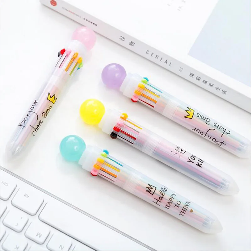 6pcs/lot Ballpoint pens 10 colors 0.5mm ball pen nice marker Stationery gift Office accessories school writing supplies G019