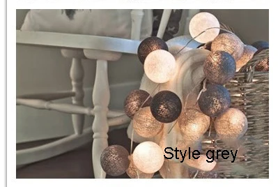 Style grey Многоцветный 3 м струнный светильник s светодиодный хлопковый шар струнный Сказочный светильник s для рождественской елки Свадебные украшения для дома ночной Светильник - Испускаемый цвет: Style grey
