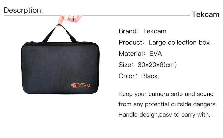 Tekcam портативный чехол для экшн-камеры коробка для хранения сумка для Gopro hero 4 hero 5/6 SJ4000 SJ5000 SJ7000 Xiaomi Yi 4k Gitup2 Soocoo C30