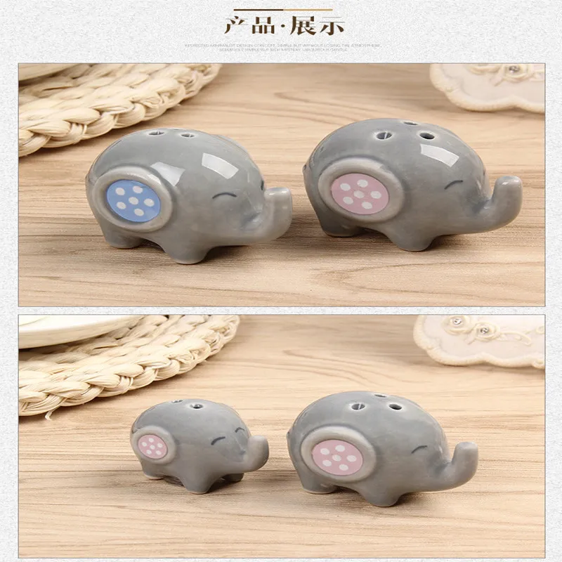100 шт. = 50 комплекты Baby shower пользу 'Mommy и меня-маленькое арахис слон керамическая соль и перец шейкер Сувениры и подарки
