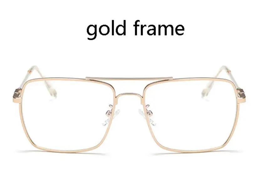gold frame transpare Роскошные женские квадратные очки, винтажные очки, оптическая оправа, Золотой Металл, унисекс, прозрачные Линзы для очков, очки, синий светильник, очки - Цвет оправы: gold frame transpare