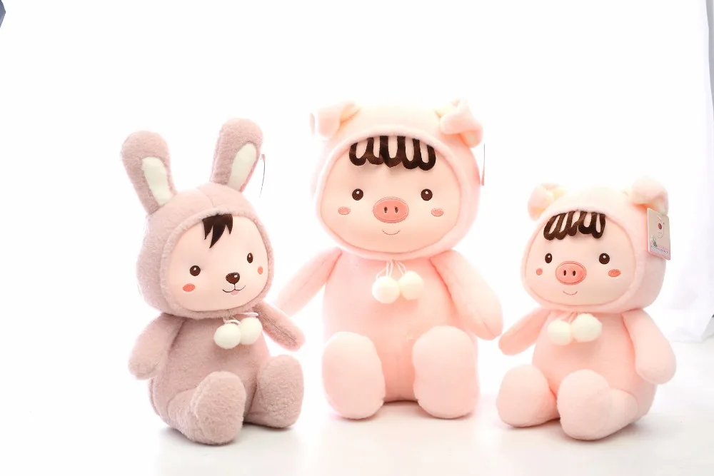 

23cm/35cn/45cm Hat-loving Pigs and Hat-wearing Rabbit Plush Toys Regular Filled Animal Plush Toys Baby Plush Toys Birthday Gifts