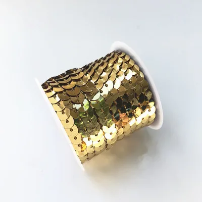 light gold 6 мм Свободные круглые плоские блестки лазерные Позолоченные блестки для рукоделий швейная ткань аксессуары сумки отделка с блестками 5 ярдов - Цвет: light gold
