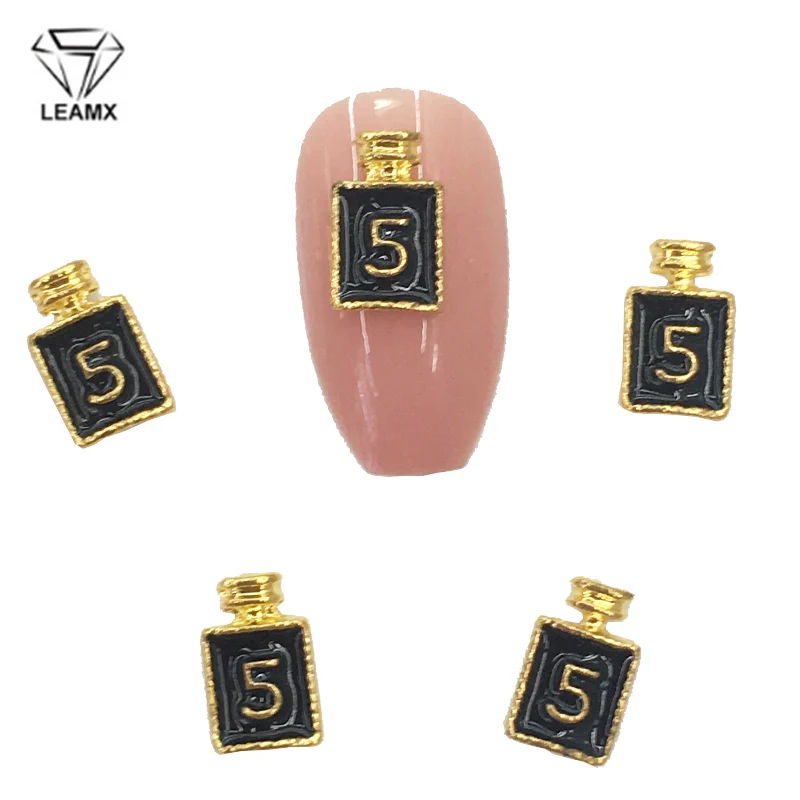 

LEAMX 10 Pcs/bag 3D Perfume Bottle Nail Art Decorations Enamel Charms Alloy Perfume Nail DIY Manicure Tool Nail Supplies L488