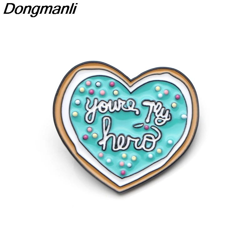 P3636 Dongmanli You're My Hero печенье металлические эмалированные булавки и броши для женщин ювелирные изделия нагрудные значки детские подарки