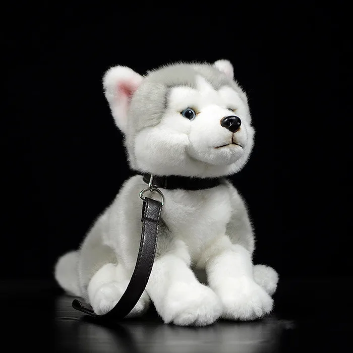 PomkiiLifelike сидя сибирская плюшевая собака хаски игрушки Реалистичная мягкая