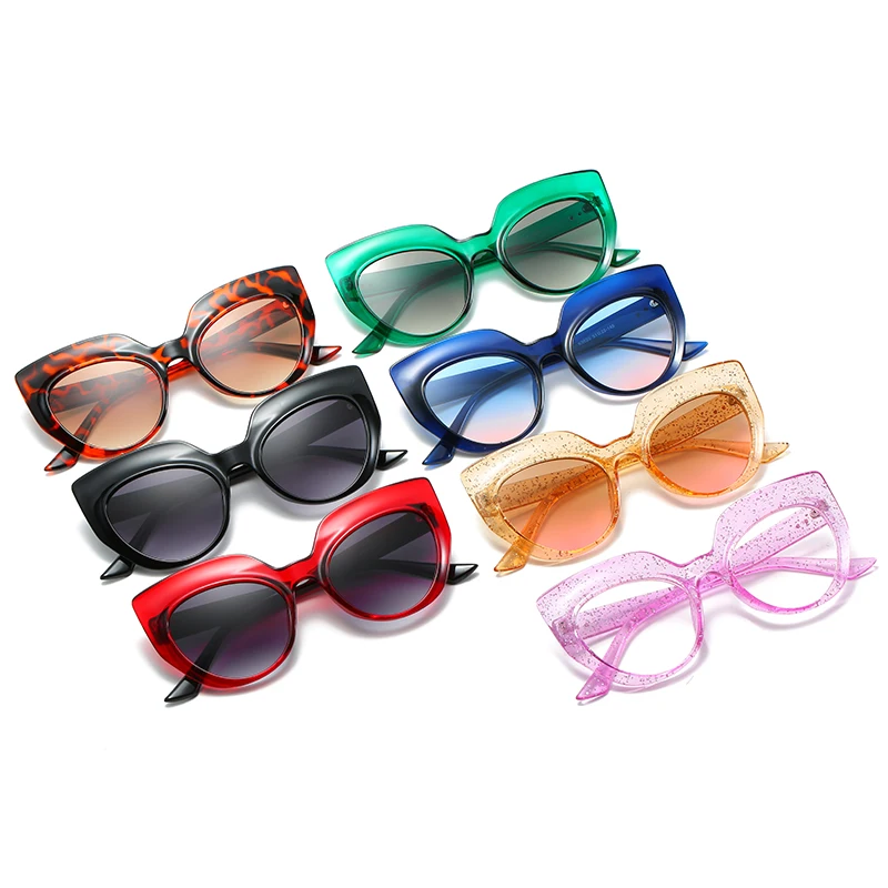 

Vintage Oversized Rice nail Cat Eye Sunglasses Women Large Black Shades Sexy Gradient Glasses Luxury Brand Sunglass