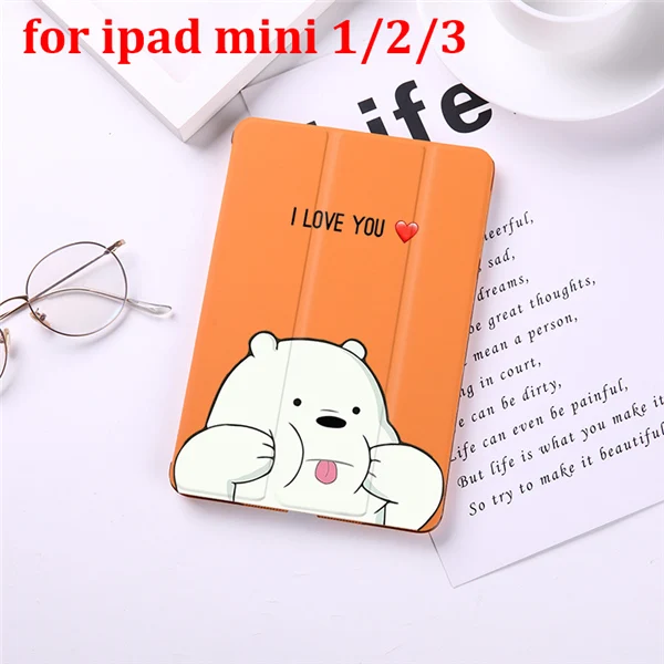 for Mini 1 2 3 Чехол-книжка с изображением медведей из мультфильма для iPad Mini 5, 4, 3, 2, 1, чехол для планшета Mini 1, 2, 3 из искусственной кожи, чехол с защитой от холода, с функцией автоматического сна - Цвет: for Mini 1 2 3