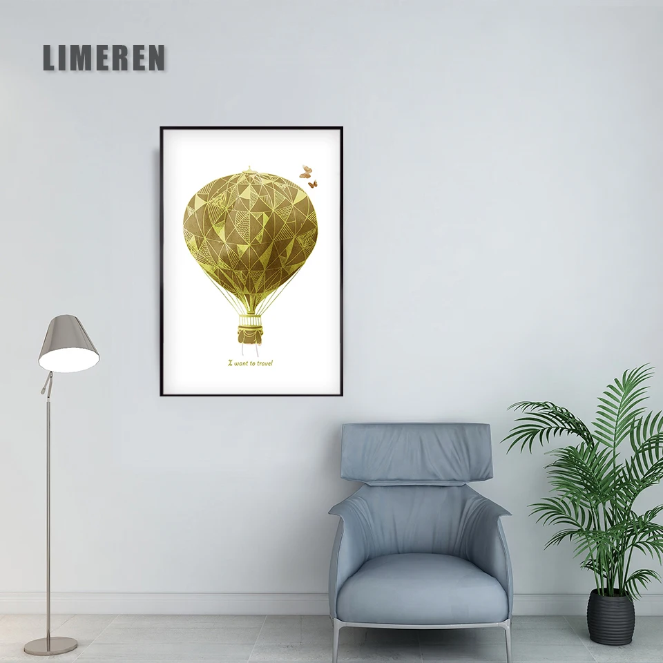 Настенная картина с изображением силуэта оленя горячего воздушного шара