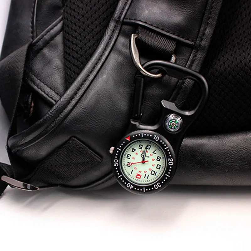 

Newly 1 Pcs Clip-On Carabiner Pocket Watch Compass Bottle Opener for Doctors Chefs Luminous DO99