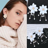 big jewelry charm earrings ear flowers boho women gifts stud painting pearl