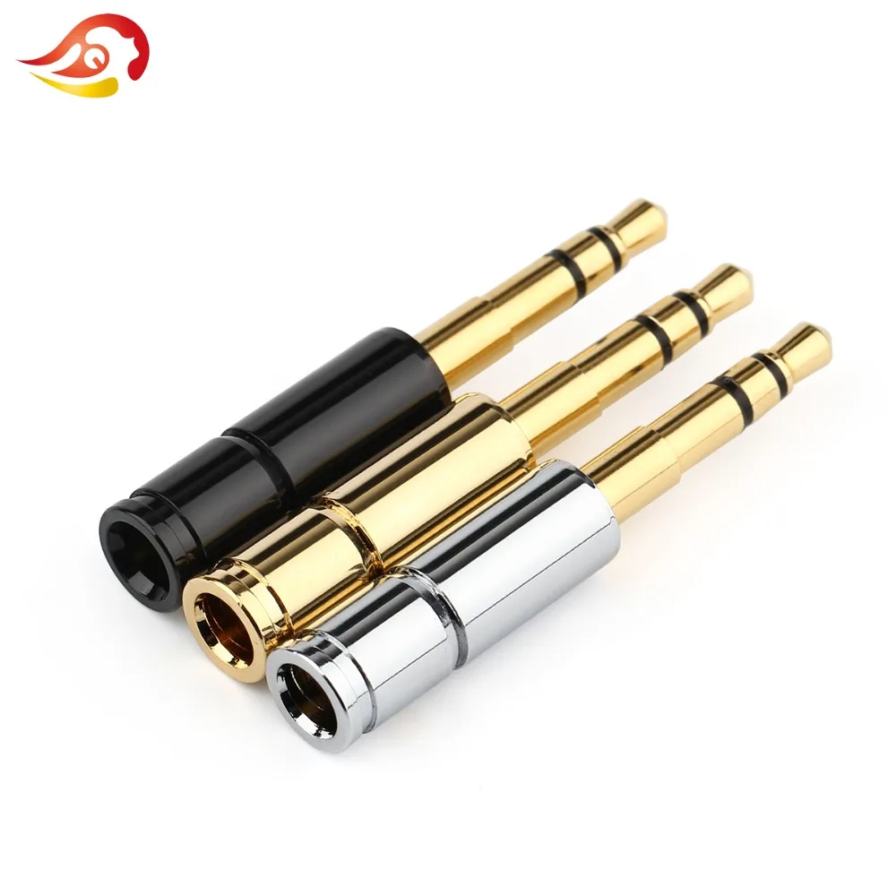 QYFANG 3.5mm 3 Pole Earphone Audio Jack DIY HiFi Headphone Plug Metal Alloy Splice Adapter Gold Plated Solder Wire Connector |