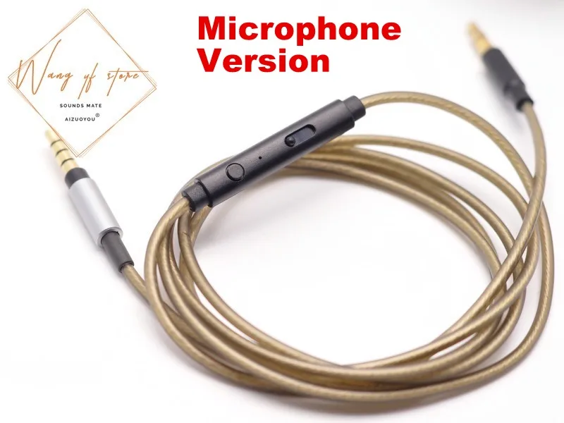 Microphone Version Обновленный кабель OFC Серебряная пластина, провод для Skullcandy Авиатор дробилка HESH 2 нокаут наушников 3,5 мм до 3,5 мм аудио микрофон - Цвет: Microphone Version