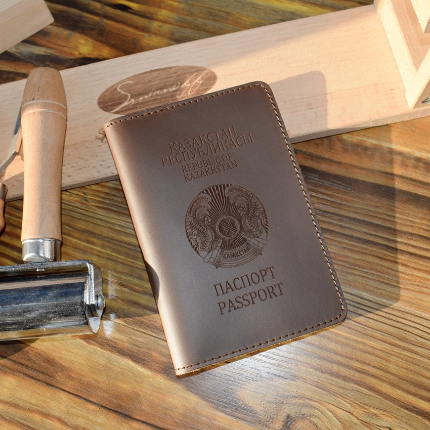 Обложка для паспорта из натуральной кожи с лазерной гравировкой Национальная