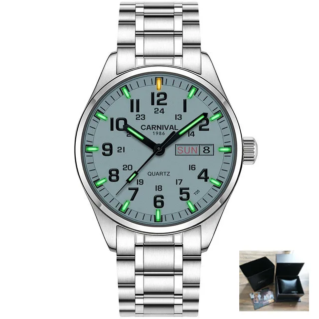 white green with box T25 Тритий газ светящиеся мужские часы Топ бренд класса люкс карнавал Военный Спорт кварцевые наручные часы для мужчин relojes hombre - Цвет: white green with box