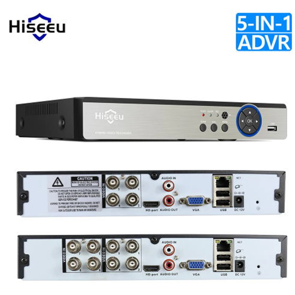 Hiseeu 4CH 960P 5 в 1 DVR видеорегистратор для H.264 VGA HDMI AHD камера аналоговая IP P2P cctv