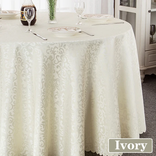 Ivory-2 Все размеры, Жаккардовая скатерть с принтом, прямоугольная круглая скатерть, рождественское пальто, для банкета, вечерние, для отелей, свадеб, украшение - Цвет: Ivory-2