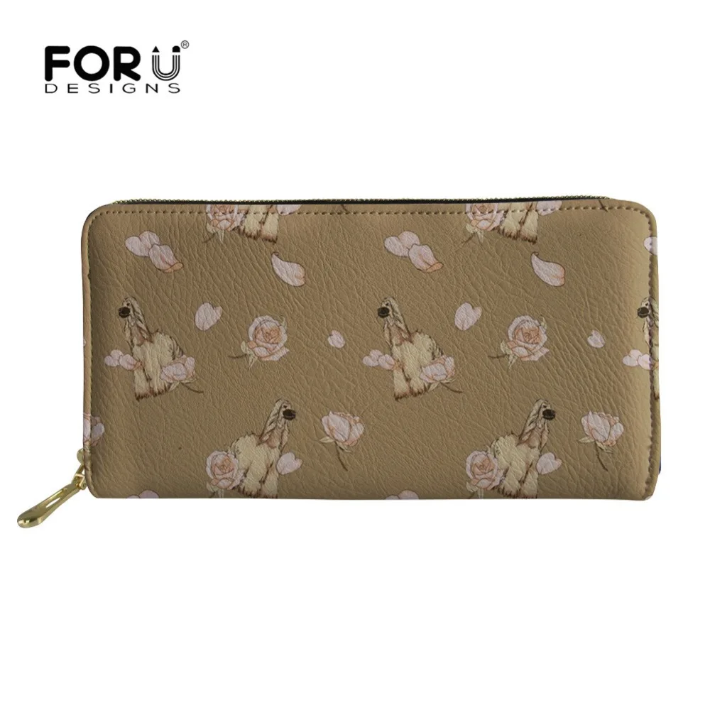 

FORUDESIGNS Wallet Women Afghan Hound Printing Leather Ladies Clutch Long Female Money Bag Purse Card Holder Carteira Feminina