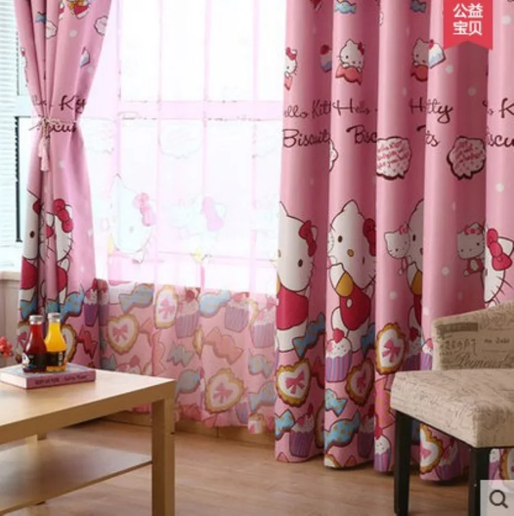 Abbiemao/детская розовая затеняющая занавеска с рисунком «hello kitty»; для девочек; для принцессы; для спальни; занавеска из ткани и вуали