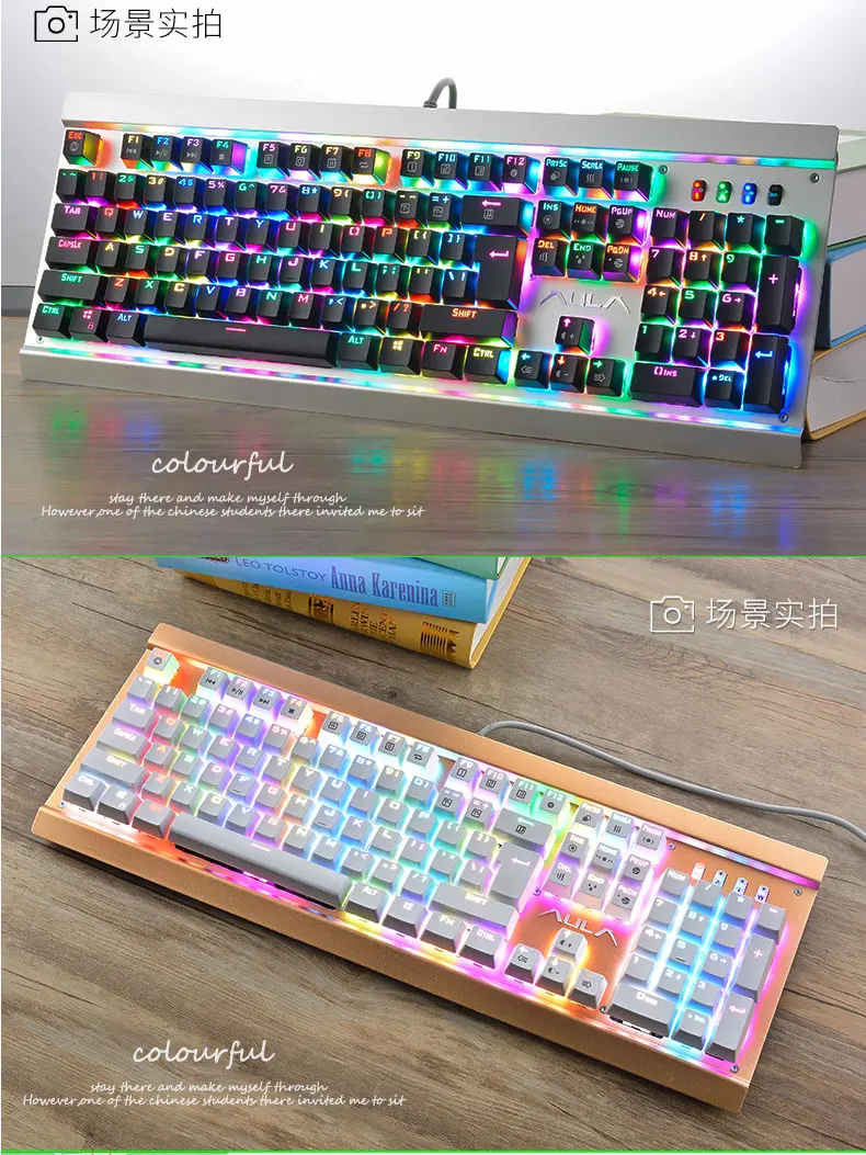 GK104 Механическая игровая Проводная клавиатура RGB на заказ 16,8 миллионов цветов 87/104 анти-ореолы русский/английский подсветка рабочего стола