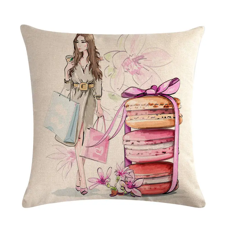 Чехол для подушки с рисунком девочек Модный стильный квадратный чехол из хлопка