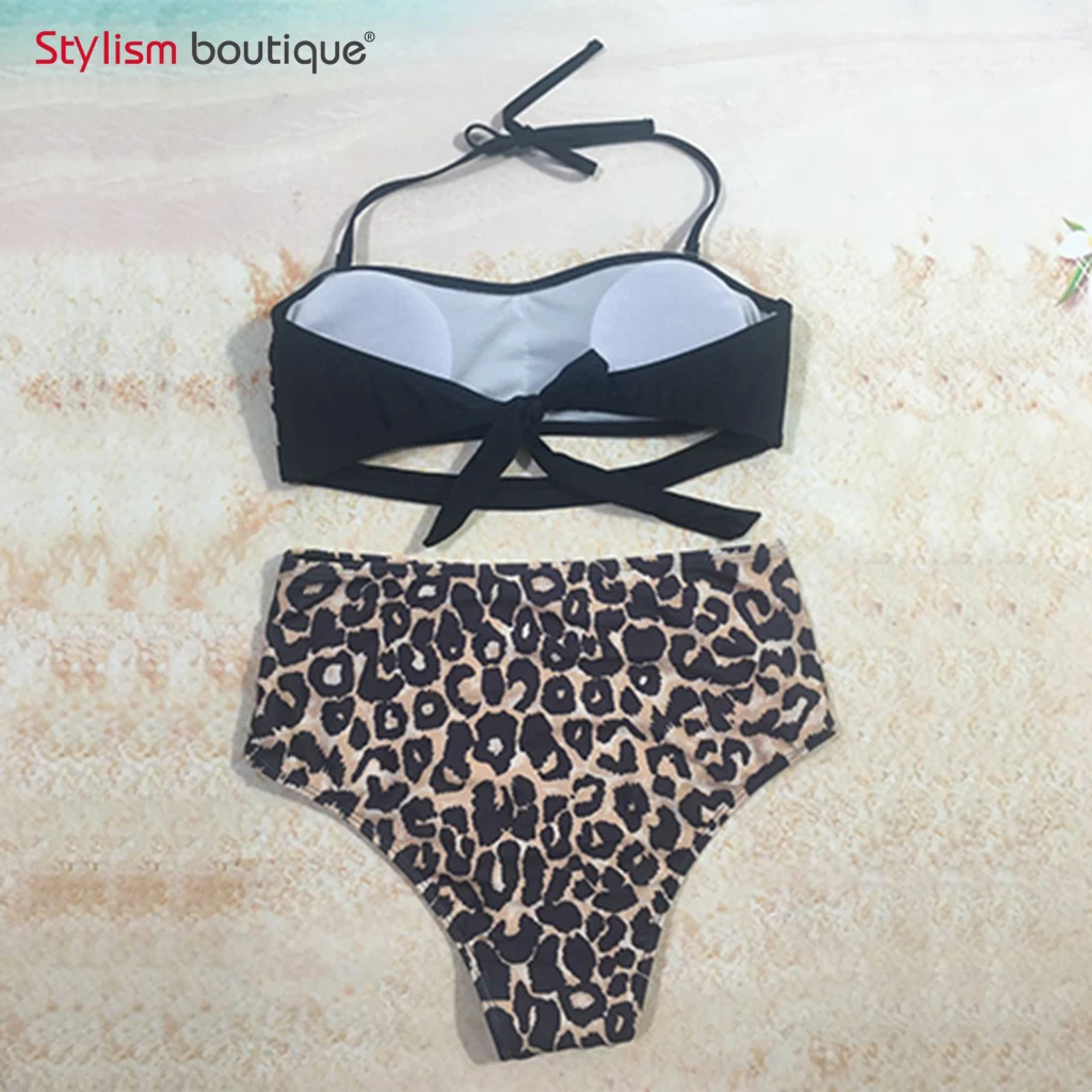 Новинка 2018 комплект бикини с леопардовым принтом сексуальные купальники женская