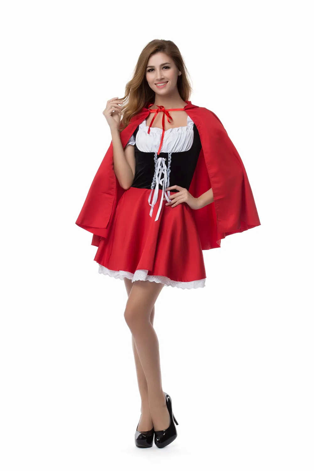 Хэллоуин дамы с маленькой красной накидкой капюшоном костюм для взрослых женщин