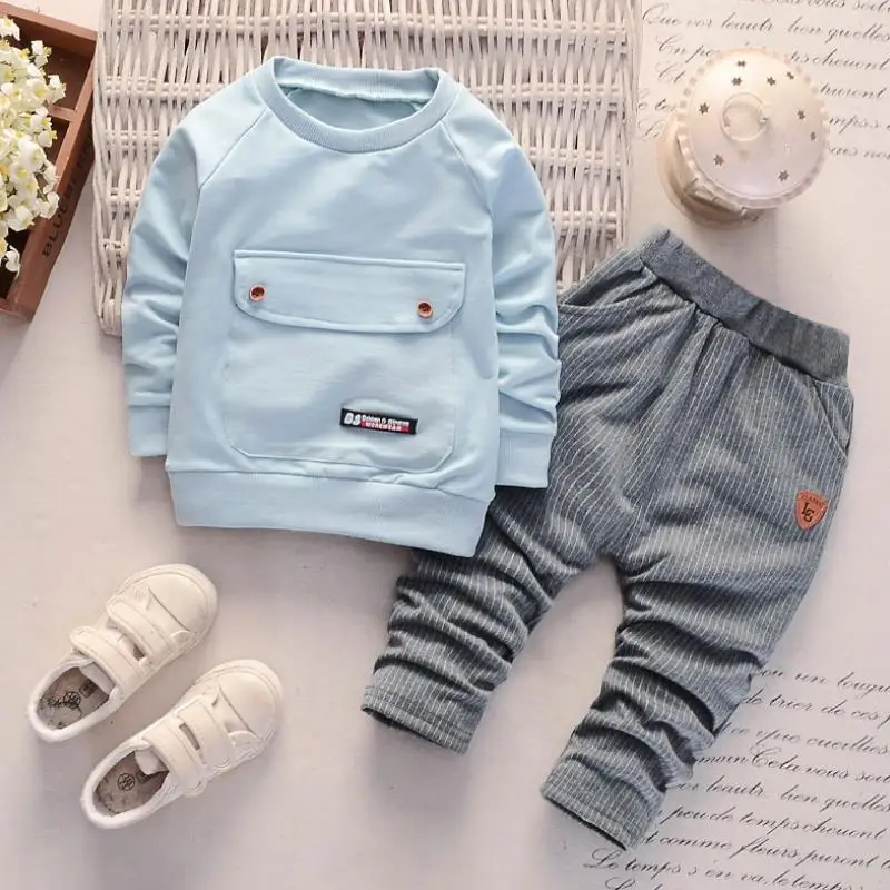 2019 Autumn Boys Clothing Children Fashion Cotton Big pocket Sweatershirt T Shirt and Pants Suits Kids Clothes Sets Costume | Мать и